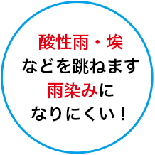 酸性雨・埃などを跳ねます雨染みになりにくい！